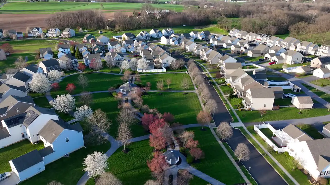 Picturesque american suburb aerial orbit