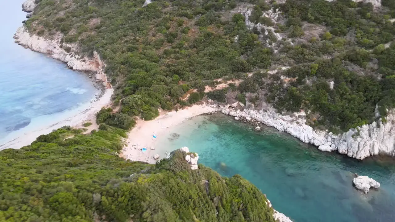 Aerial video of a beautiful beach in Corfu Greece