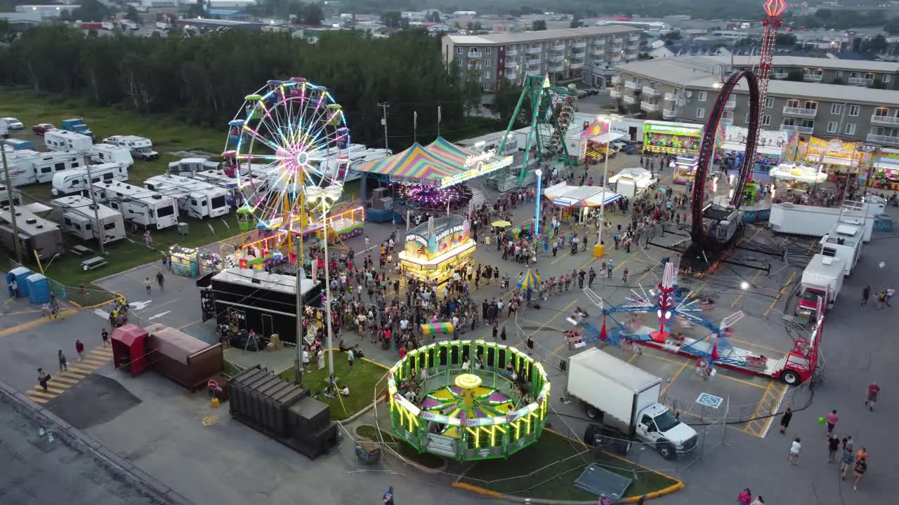 Fly over Carnaval in summer night