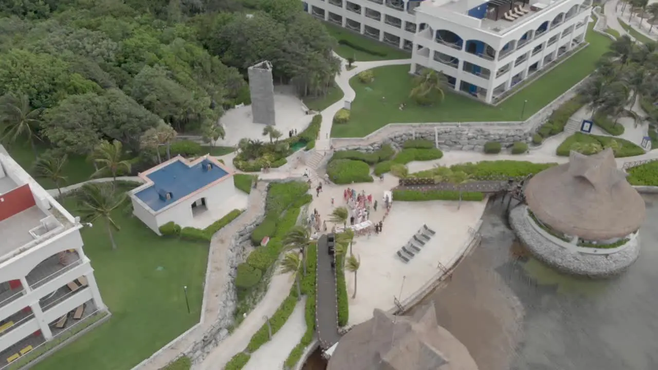 An Aerial Drone shot of a resort in mexico