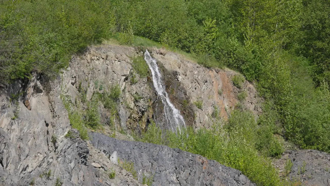 Alaska Small Waterfall Near Whittier