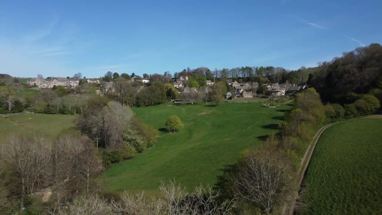 Snowshill Village Low Aerial Spring Season Cotswolds Gloucestershire Landscape UK