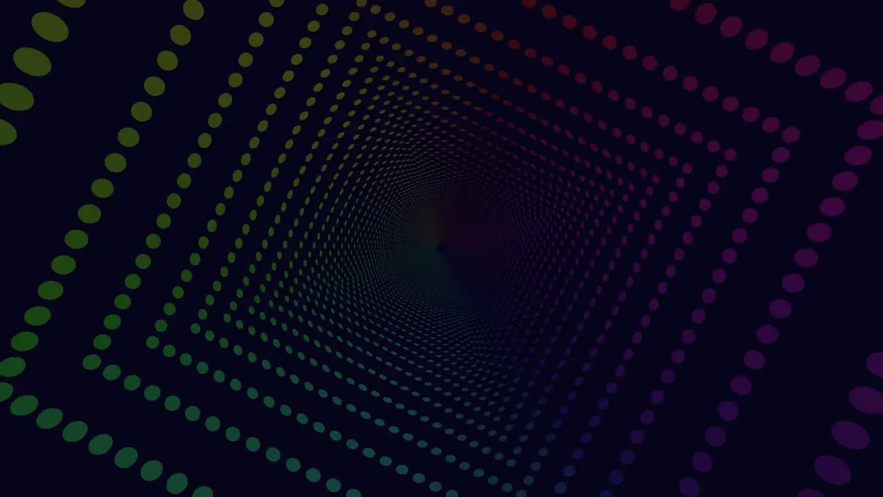 Spiral futuristic tunnel in dark space from dots with rainbow color 2