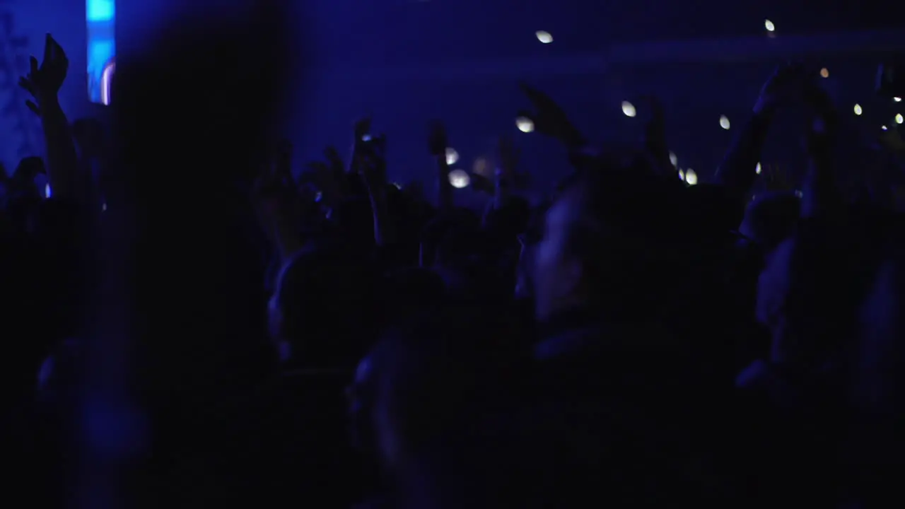 Crowded concert hall with excited fans