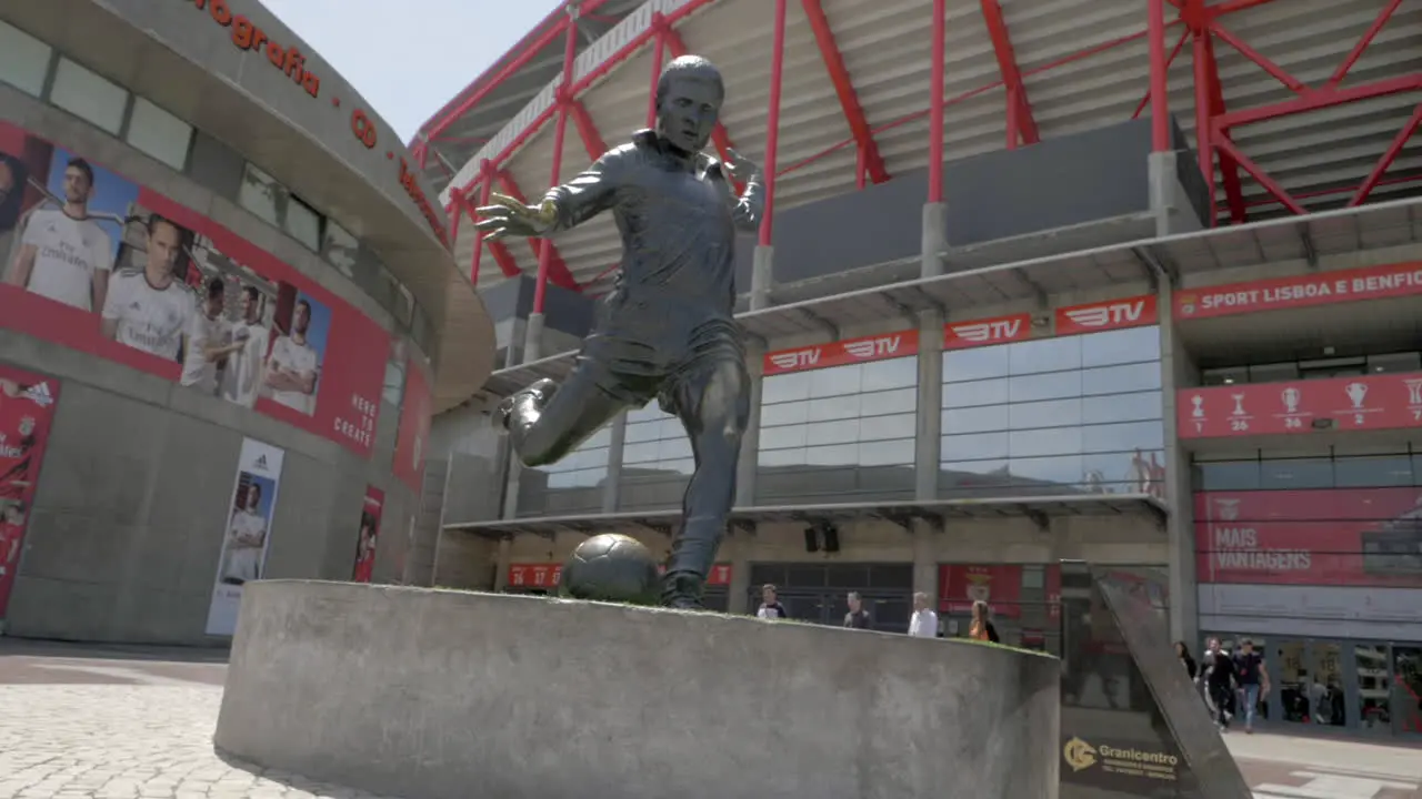 Estadio da Luz with Eusebio statue in Lisbon Portugal