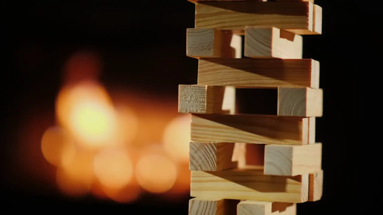 Tower Of Wooden Blocks Collapses Slow Video