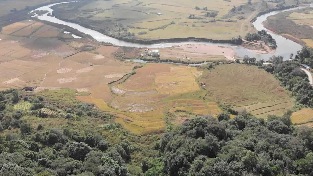 Drone footage over a river bed in Meghalaya India