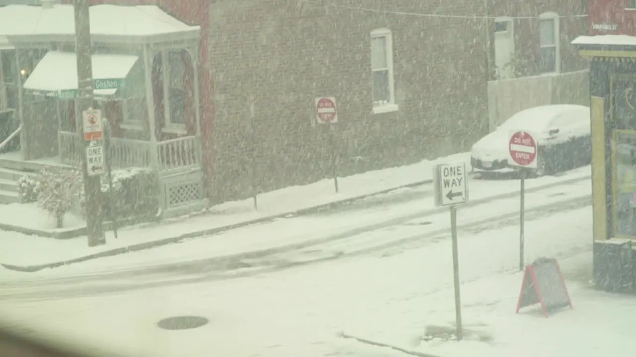 Heavy Snow on the Street Corner in City of Richmond VA