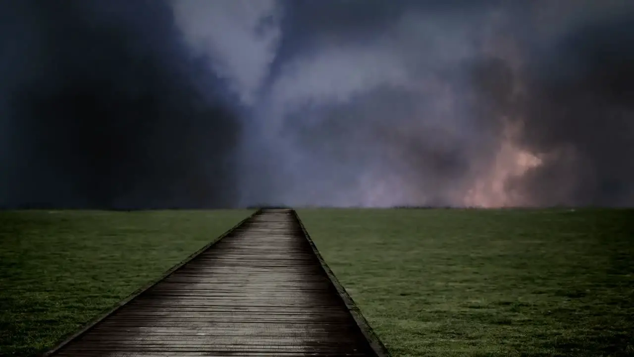 Thunder and path in countryside