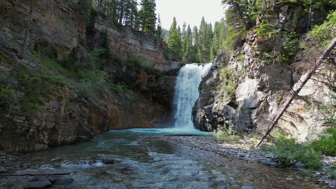 Slow Motion Waterfall in Forest Canyon [4K