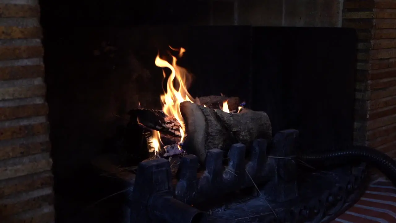 Slow motion Fire Burning in Fireplace