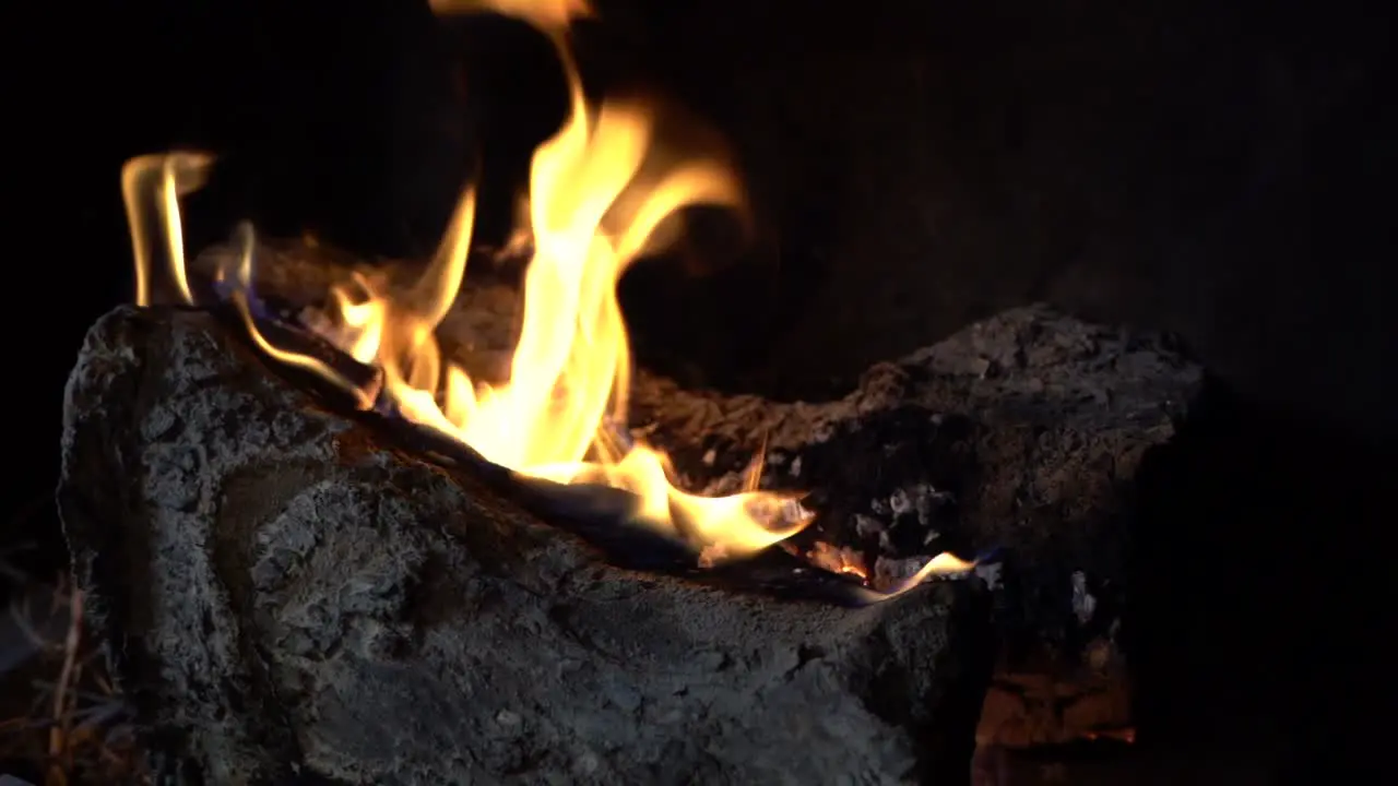 Slow Motion Fireplace Burning panning Right to Left