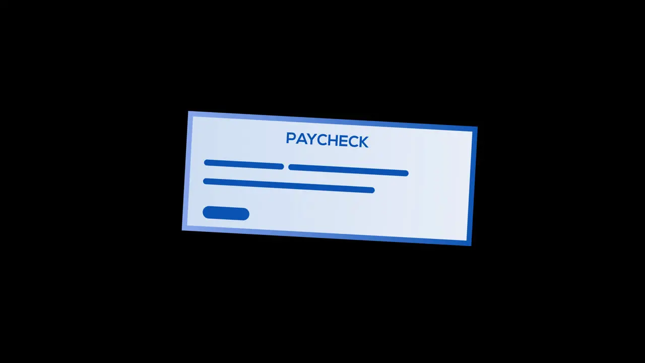 bank cheque payment Animation loop video transparent background with alpha channel