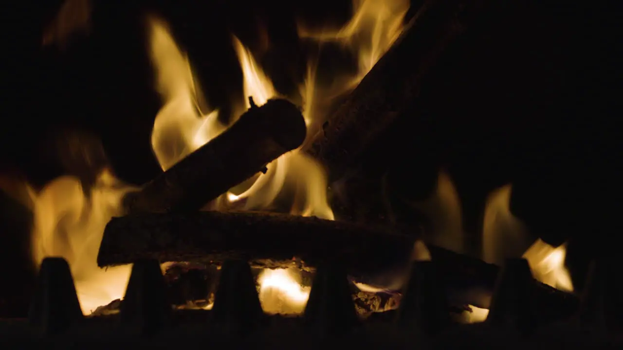 Firewood burning in a fireplace