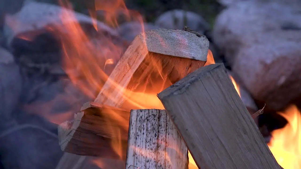 Closeup of a campfire burning