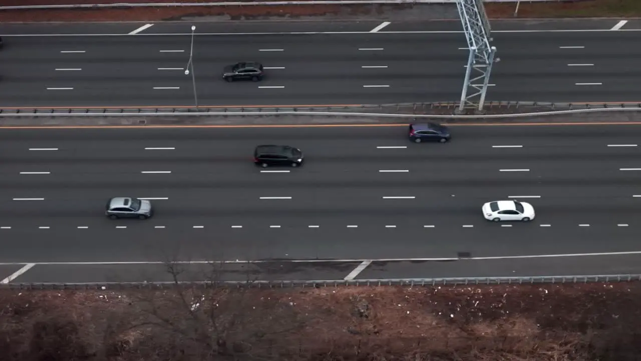 An aerial view of the Grand Central Parkway on a cloudy day in Queens NY