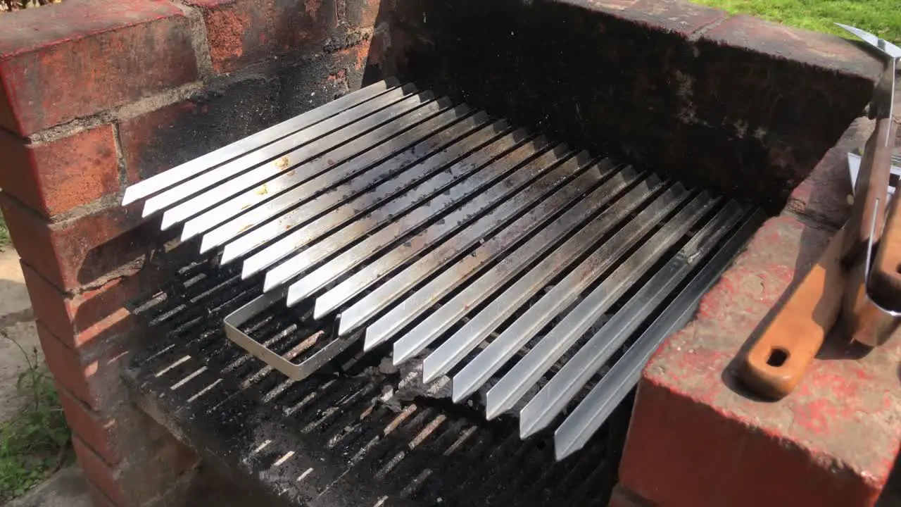 4k video of a brick barbecue