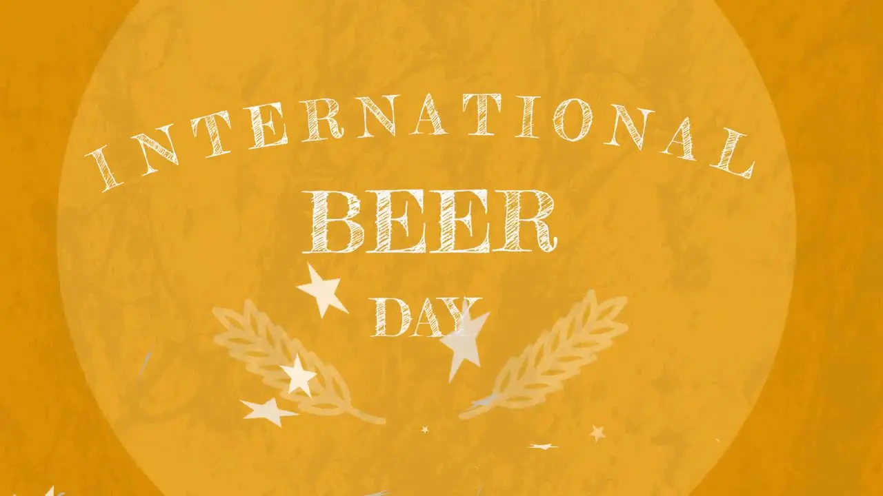 Animation of international beer day text over orange background