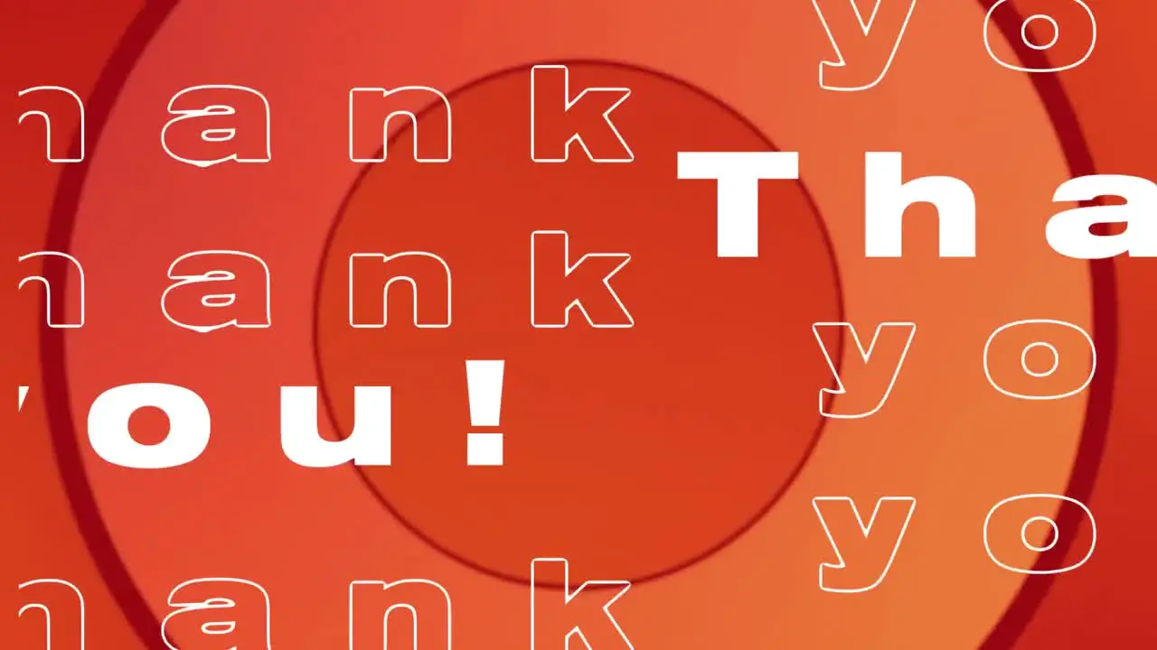 Digital animation of thank you text against concentric circles on orange background