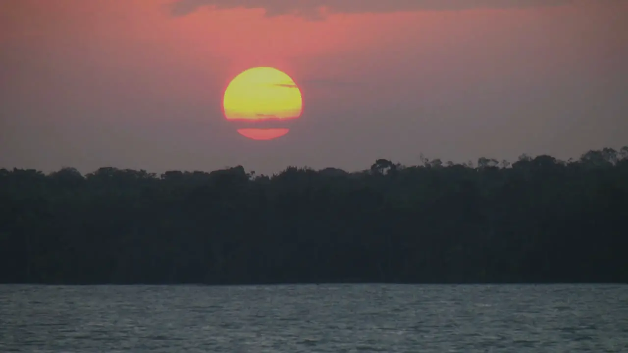 Amazon sunset from moving ship