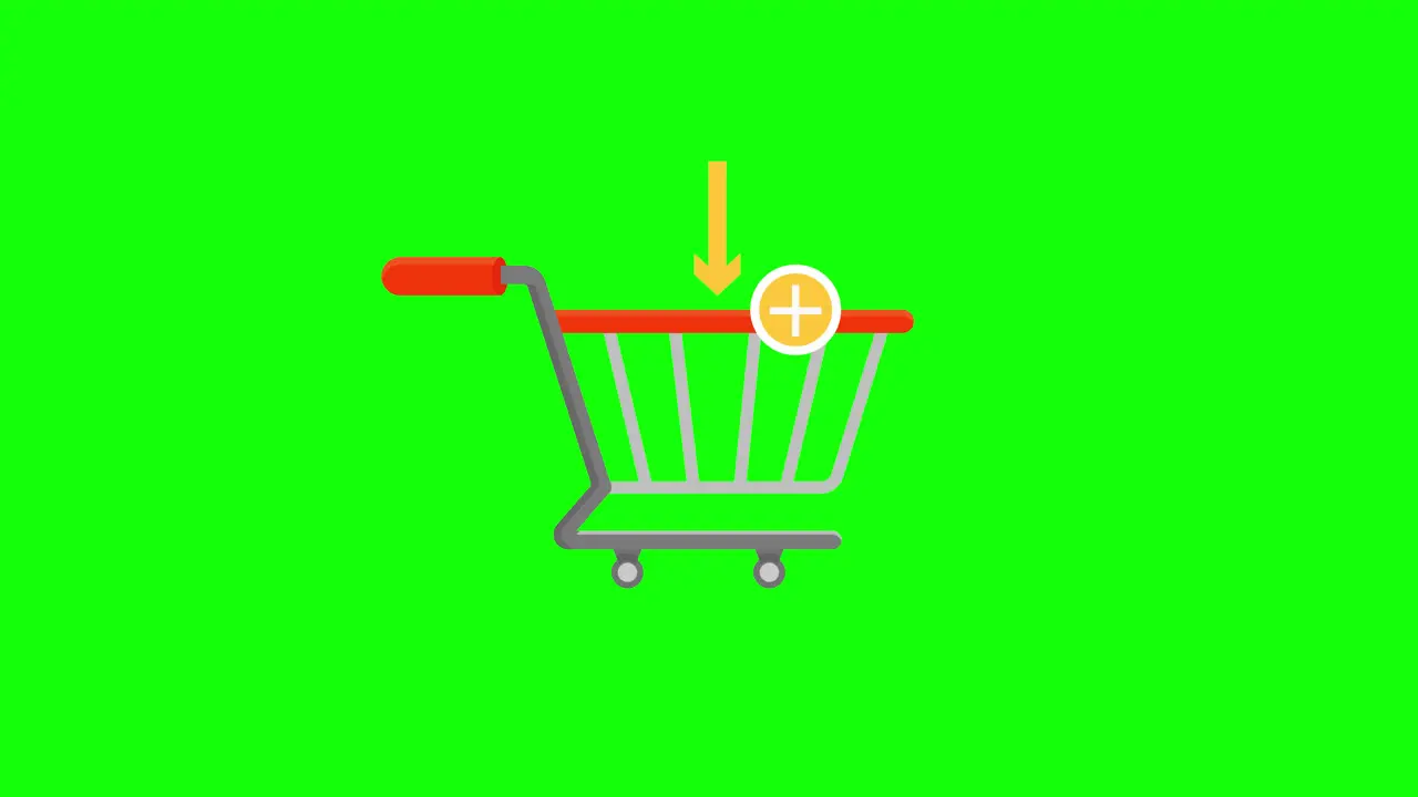 Add to Cart icon Supermarket or online shopping trolly loop animation with alpha channel