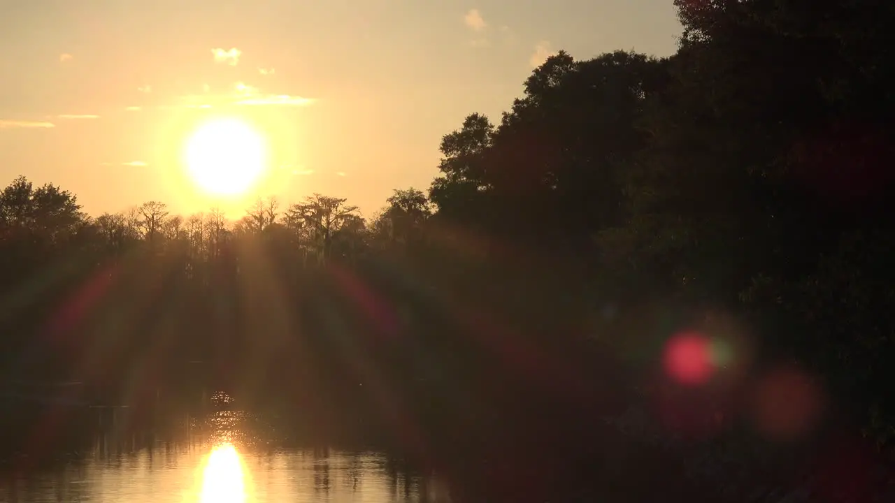 Georgia Okefenokee Sunset Over Woods And Water Suns Rays