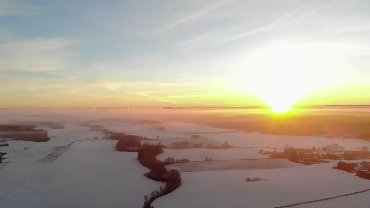 Sunset in winter Tønsberg Norway 4k drone footage