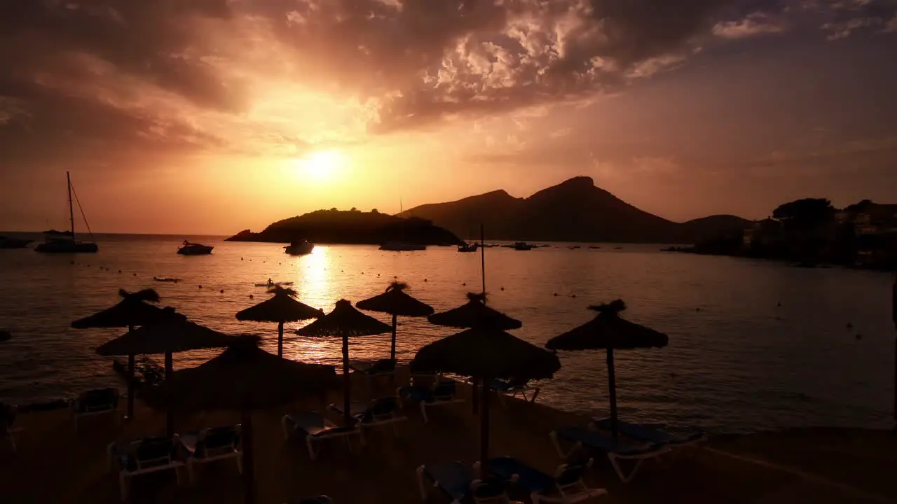 Sunset beach timelapse in Mallorca Spain