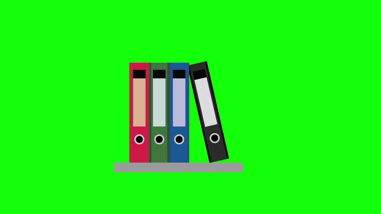 Office folder file icon document loop animation with alpha channel green screen