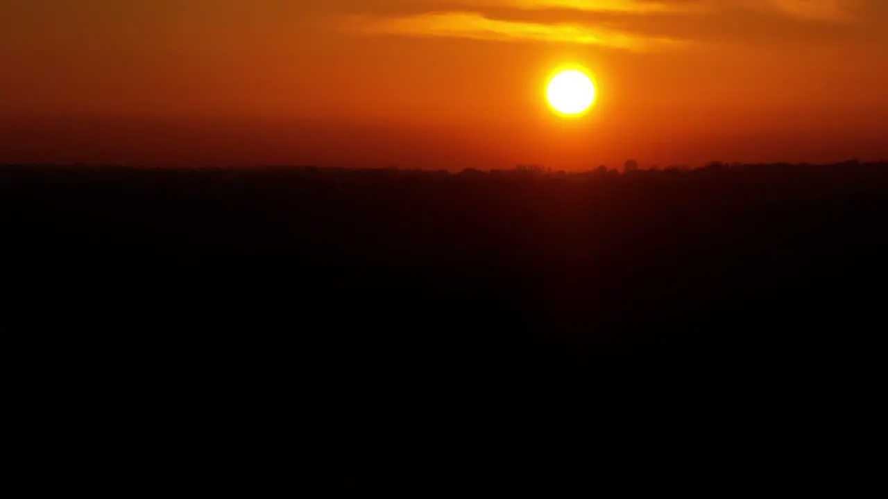 Orange Sunset Sun Silhouette Horizon Aerial Landscape Warwickshire UK