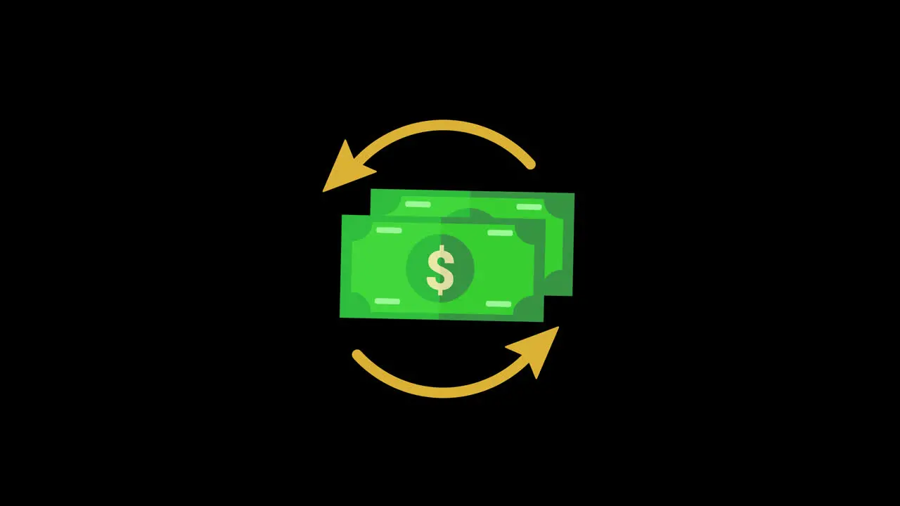 dollar Money exchange icon loop animation with alpha channel transparent background ProRes 444