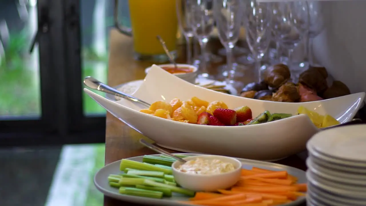 Shot of buffet table with food on it