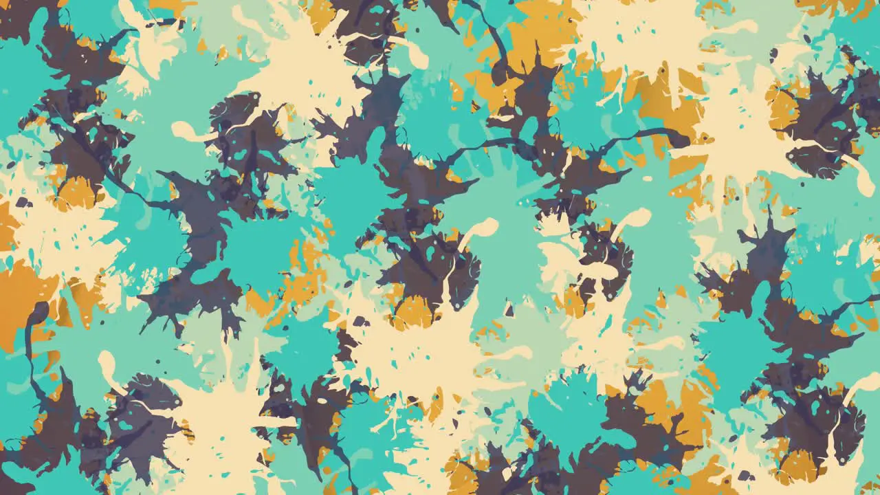 Animation of multiple colorful stains over orange background