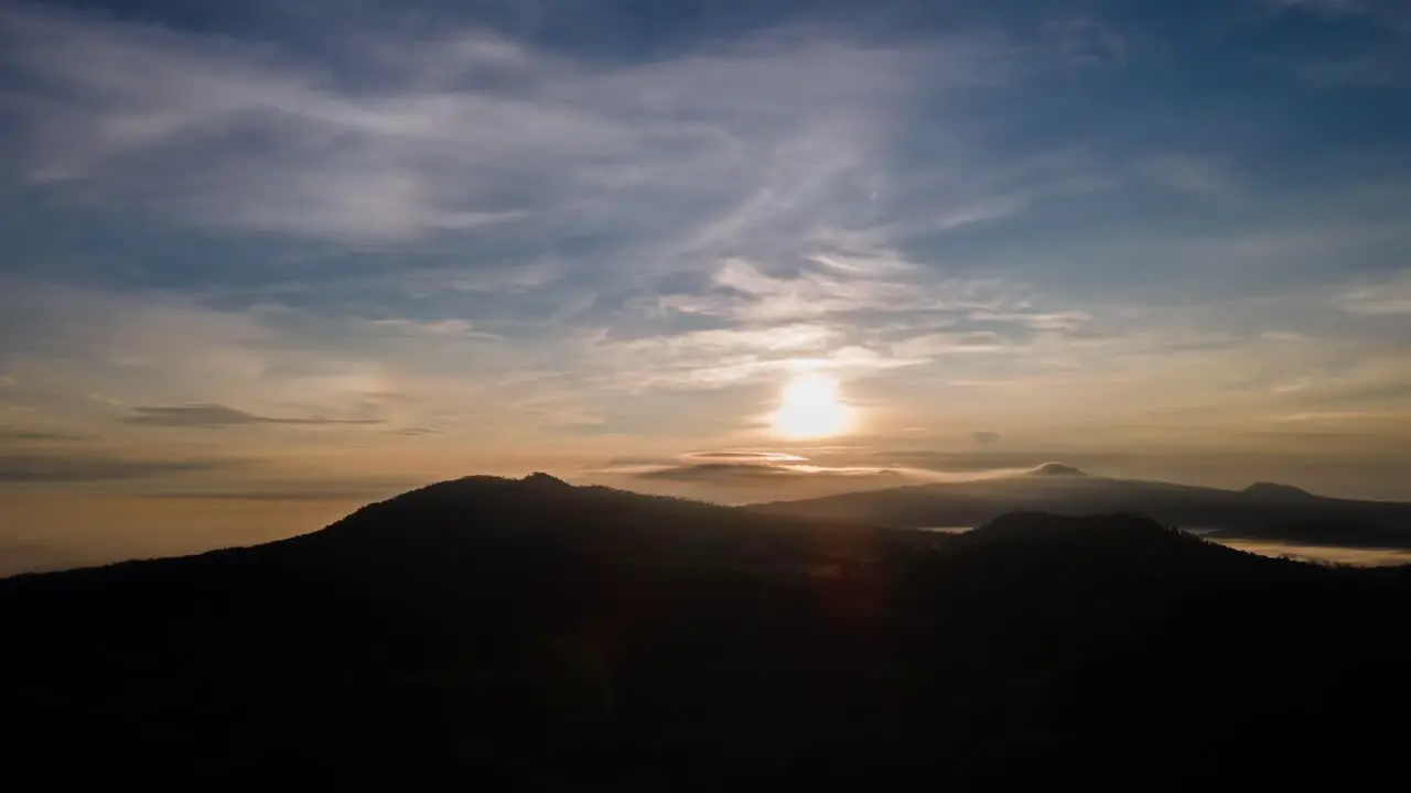 Hyperlapse at sunrise in a cloudy day with view of mountains in Mexico