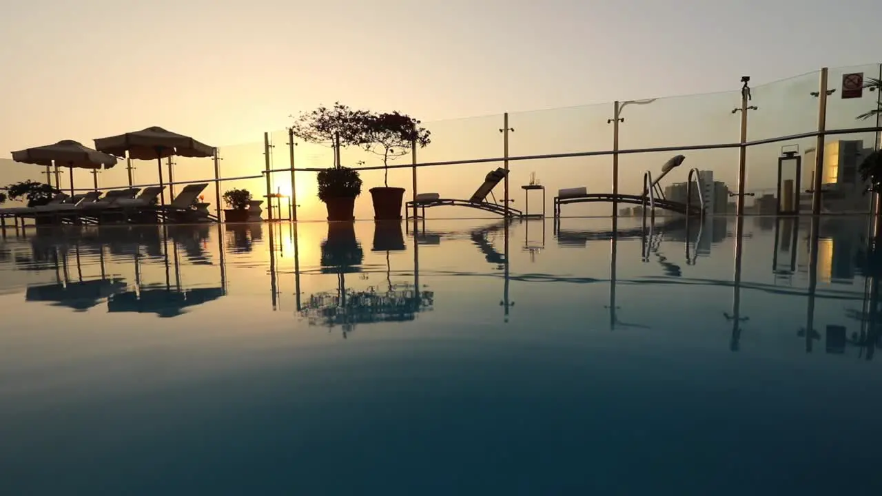 sunset from a rooftop pool