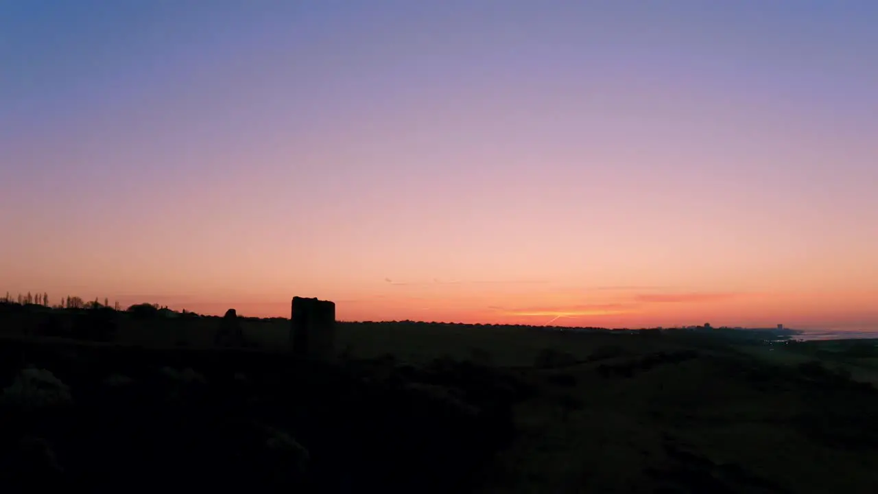 Hadleigh Castle dawn FPV towards train and hover