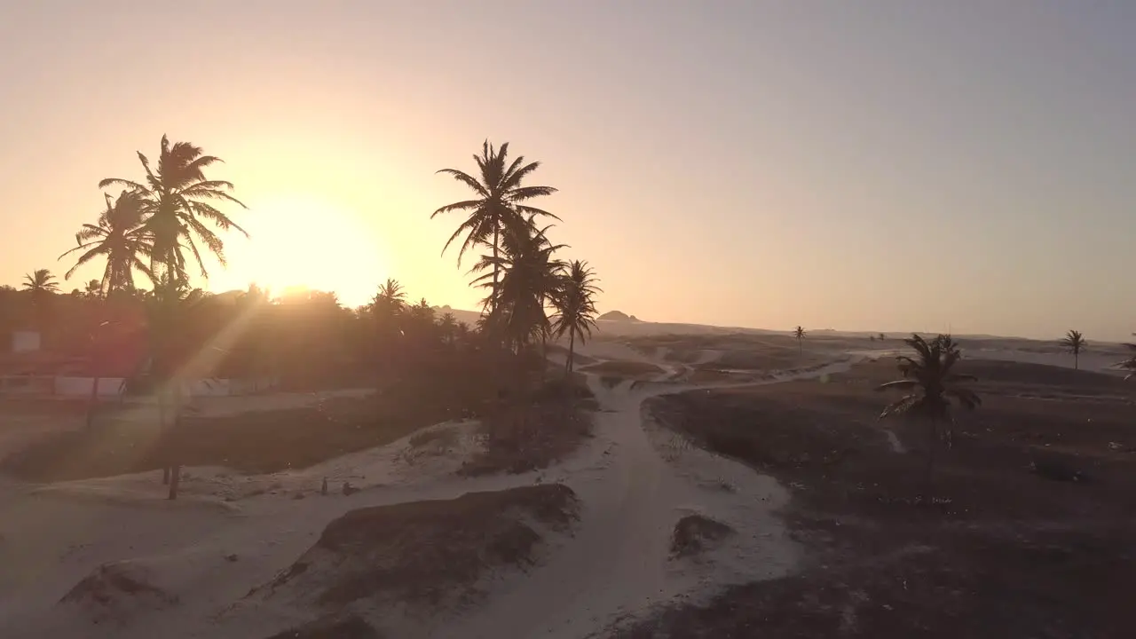 Drone shot of sand dune landscape in Combuco Brazil