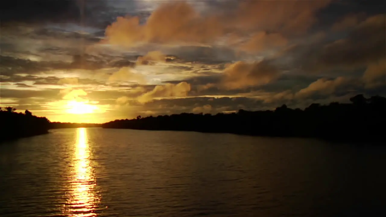 A magnificent sunset along the Amazon River in Brazil