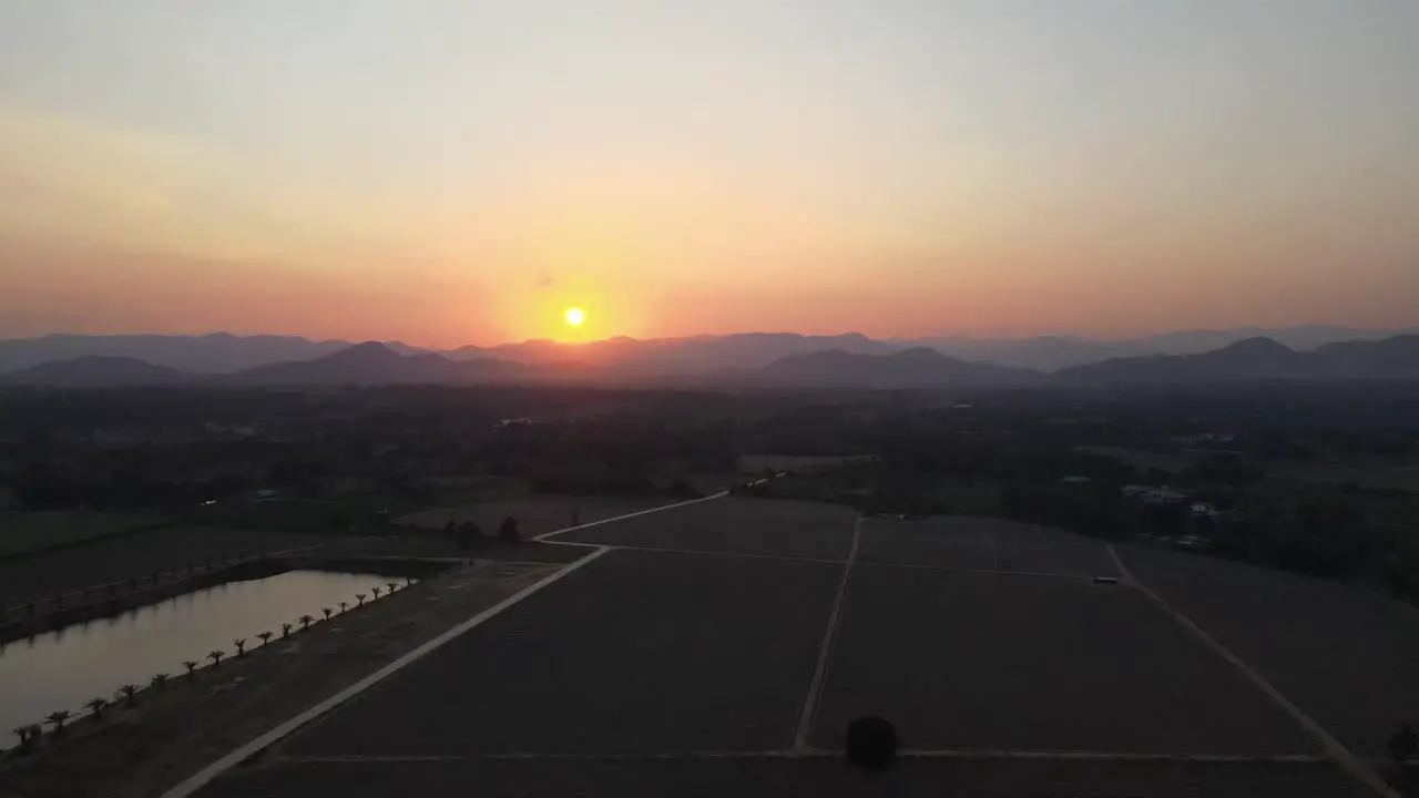 Aerial Orbital View with Landscape and Sunset in Thailand