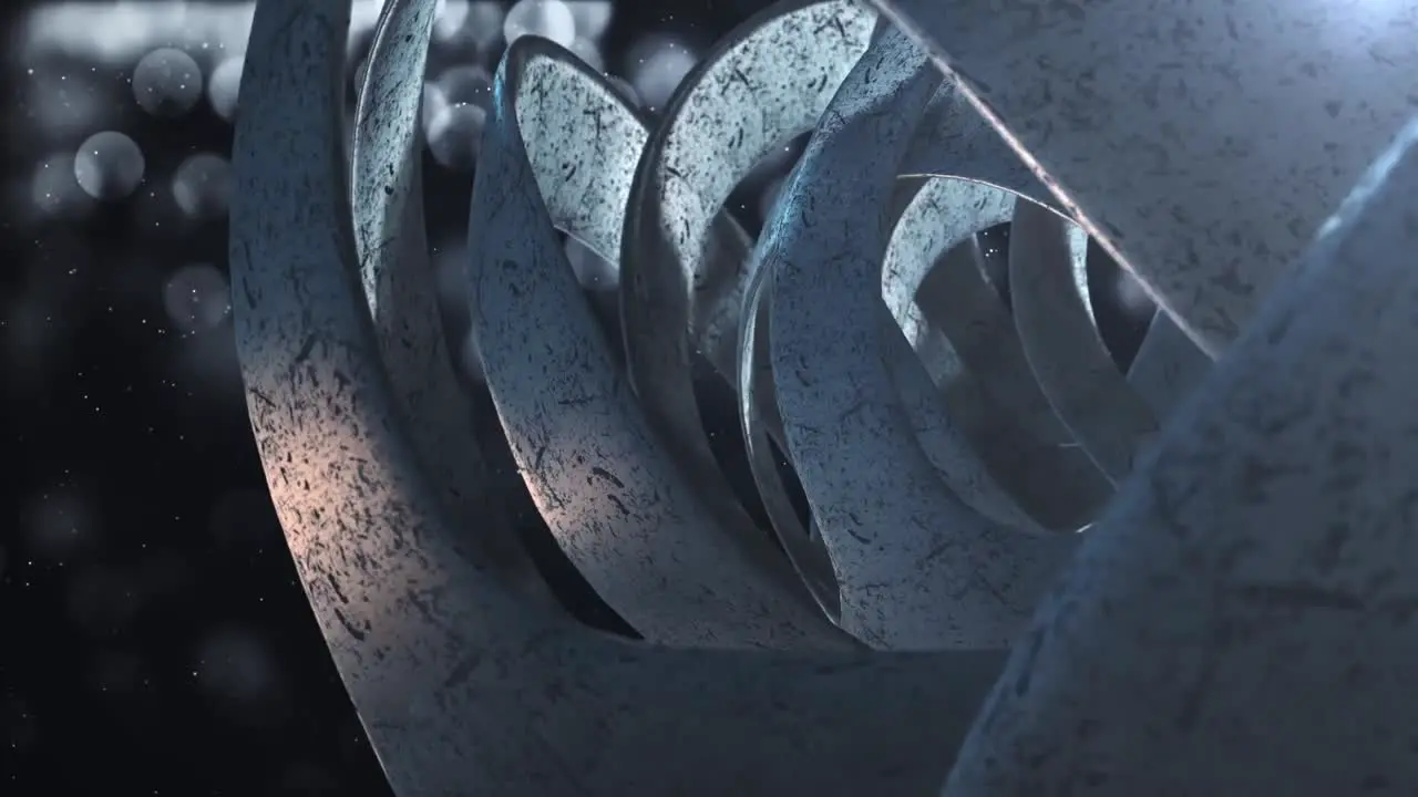 Digitally produced animation of abstract metallic shape design doing rotation artsy and virtual concept