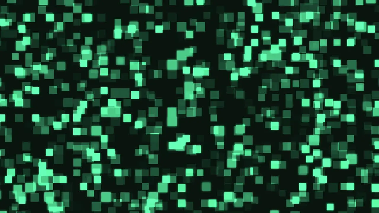 Background of luminous flickering green toned blocks in motion