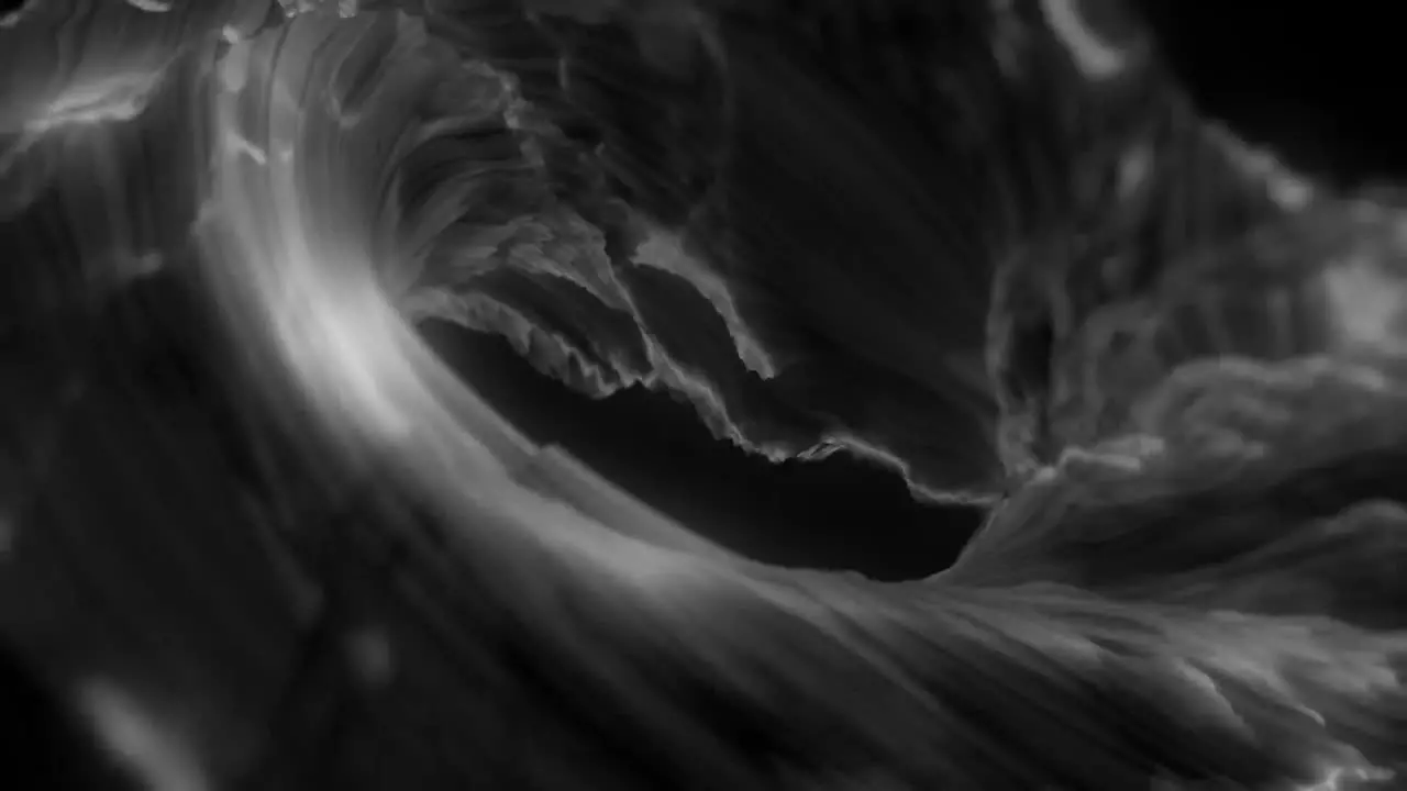 Animation of rotating whirlpool of dark liquid mass on dark background