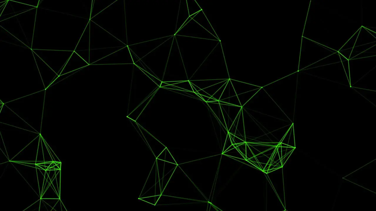 Digital animation of green laser light forming and changing shapes