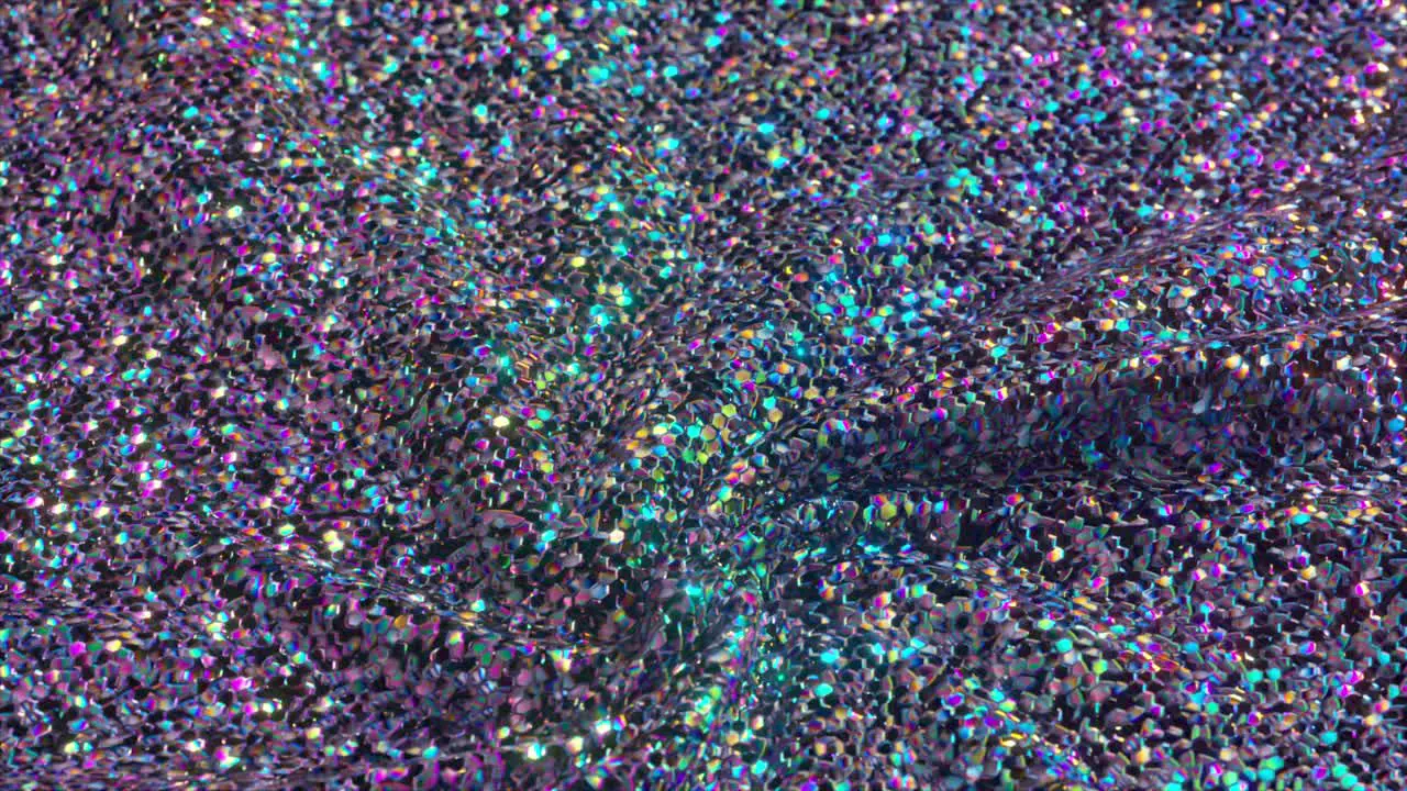 A Shimmering 3D Swirl of Sequin Fabric Radiates a Spectrum of Colors 3D Animation