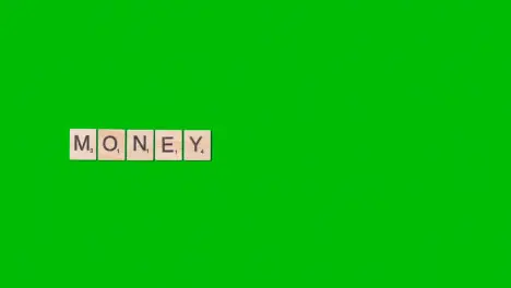 Stop Motion Business Concept Above Desk Wooden Letter Tiles Forming Word Money 1