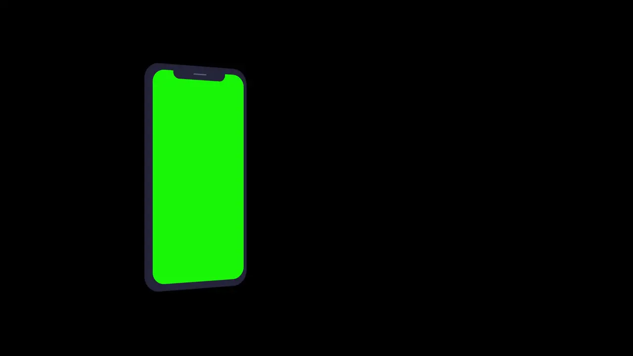 Smartphone phone with blank green screen with Alpha Channel prores 4444 transparent background