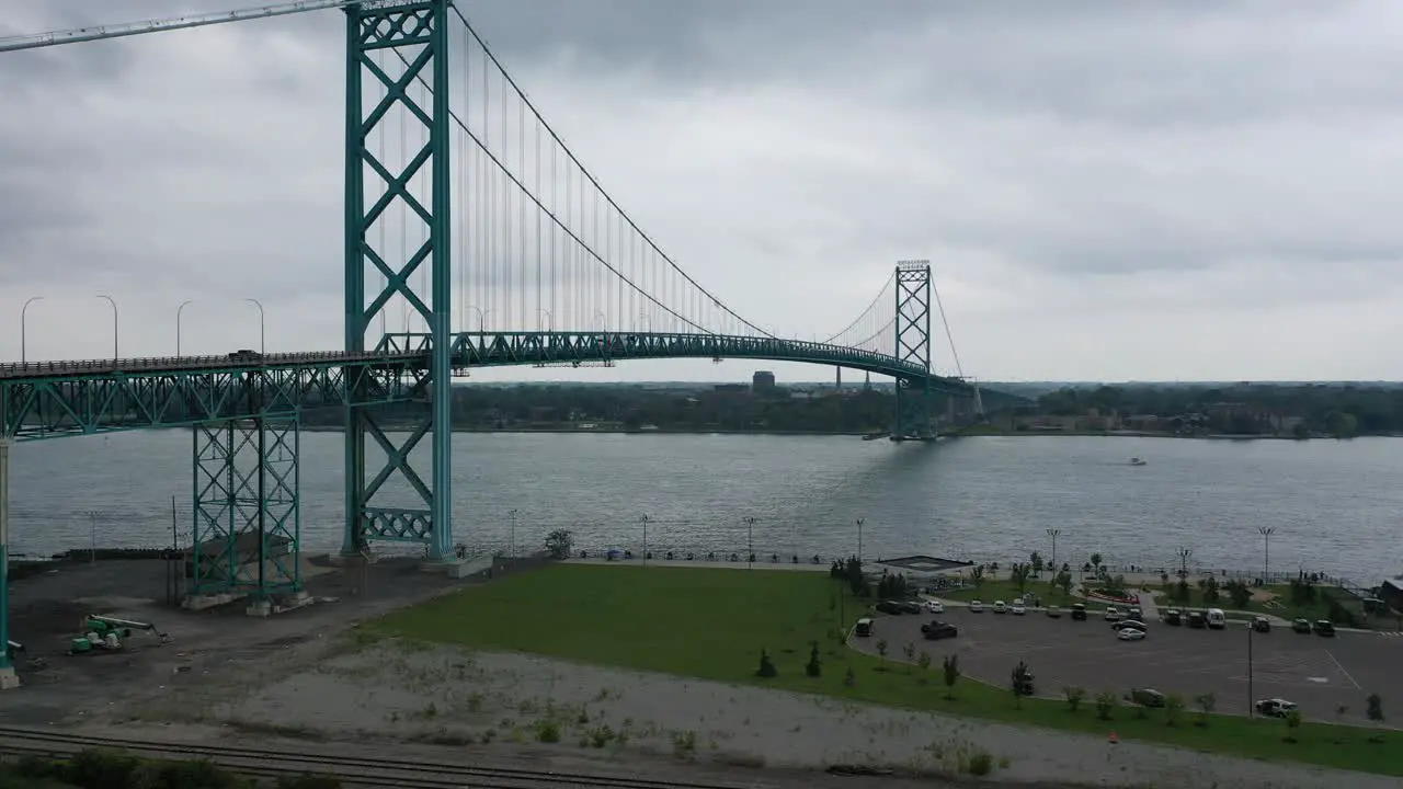 ambassador bridge usa-canada aerial view