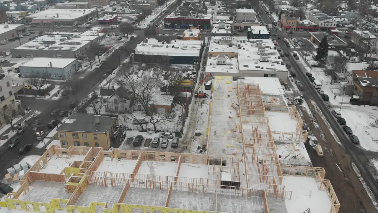 Regular street from above during winter time