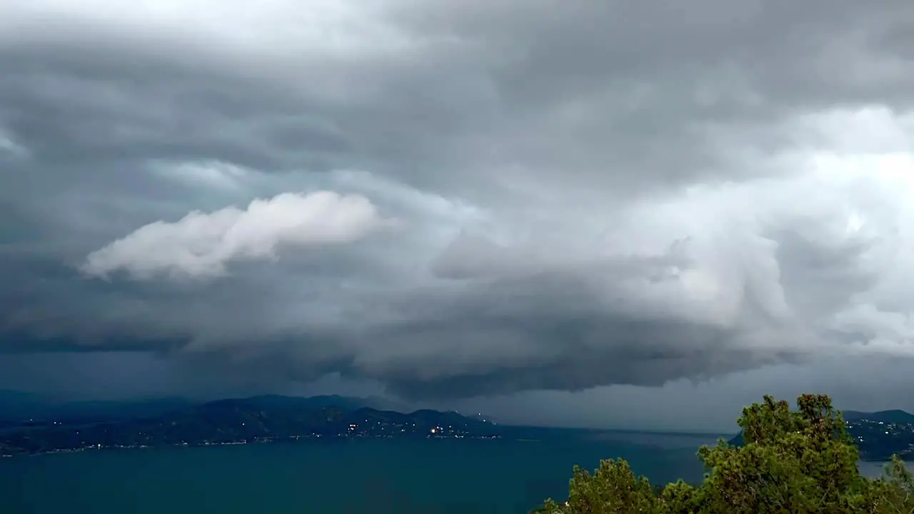 Storm clouds rolling in over lake