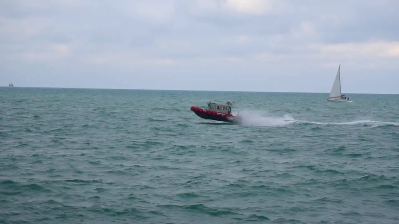 Slomo of Boat Riding Through Choppy Waters